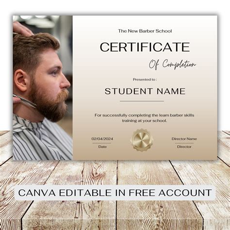 Barber Certificate Template