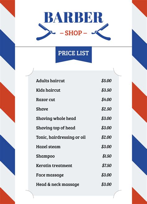Barber Shop Price List Template Free