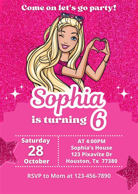 Barbie Birthday Invitation Template