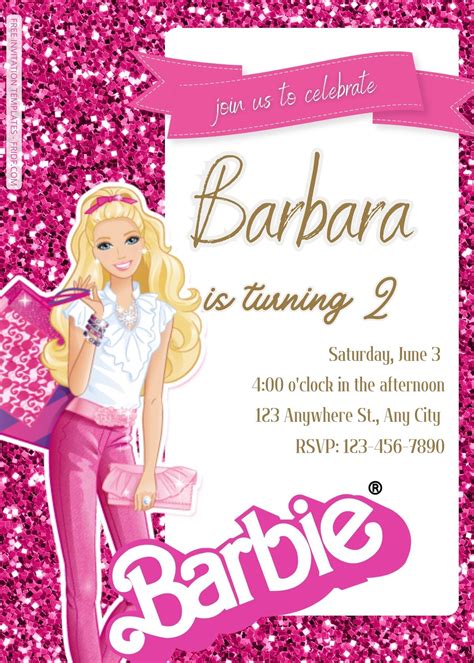 Barbie Invitation Template