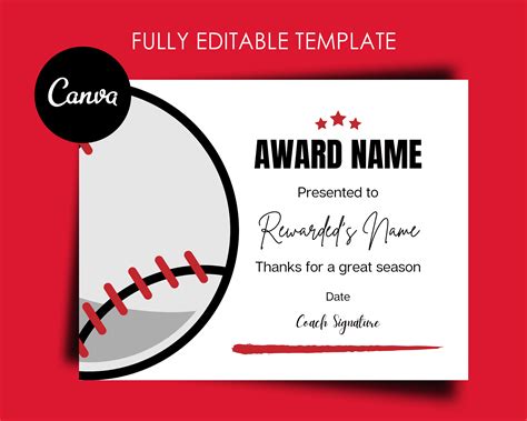 Baseball Award Certificate Template