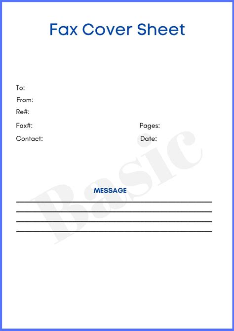 Basic Fax Cover Sheet Template