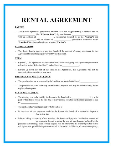 Basic Rental Contract Template