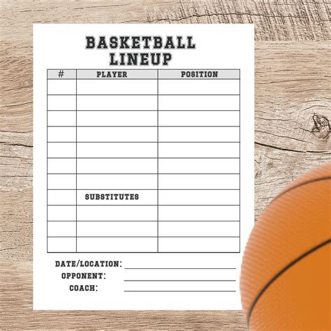 Basketball Lineup Template