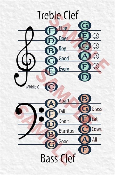 Bass And Treble Clef Notes Chart