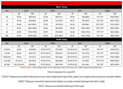 Bauer Jersey Size Chart