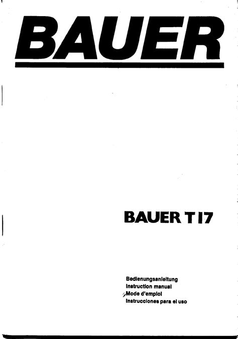 Bauer T17 Francais Deutsch English Espanol Epubpdf - 