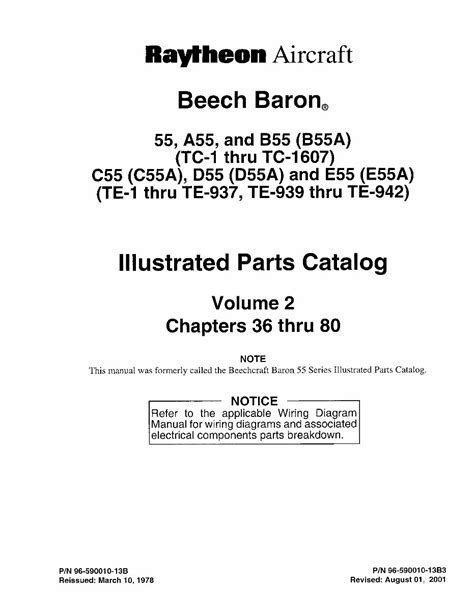 Beechcraft Baron 55 Series Parts Manual Vol 1 2 Ipc 2001