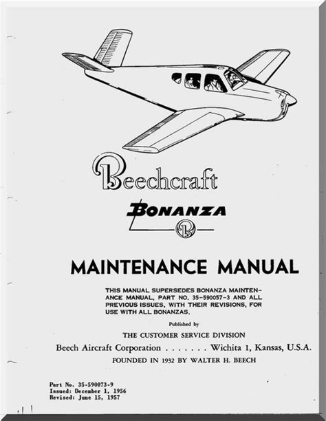 Beechcraft Bonanza 35 Shop Manuals Overhaul Manual 1960