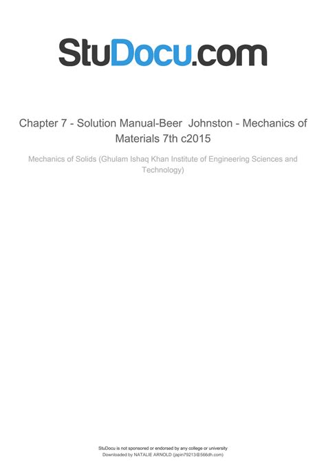 Beer Johnston Vector Mechanics Solution 7 Manual