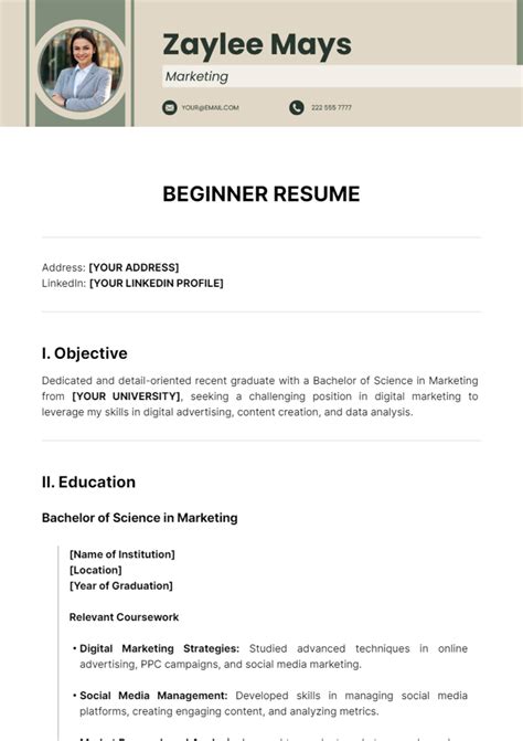 Beginner Resume Template
