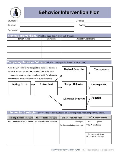 Behavior Plan Template