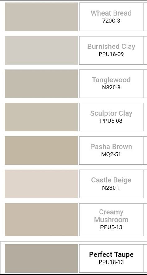 Beige Paint Color Chart