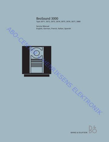 Beosound 3000 Type 2671 2672 2673 2674 2675 2676 2677 2680 Service Repair Manual Download