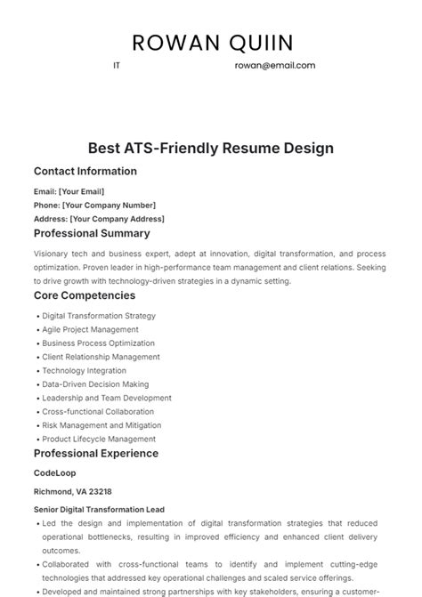 Best Template For Ats Resume