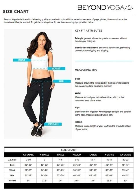 Beyond Yoga Size Chart