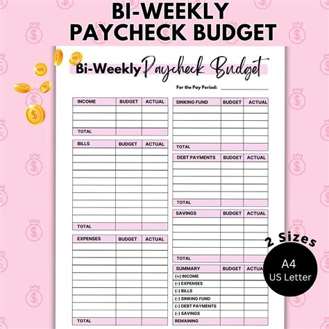 Bi Weekly Paycheck Budget Template