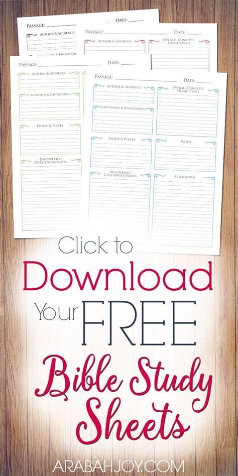 Bible Study Free Printables