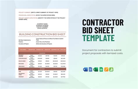 Bid Sheet Template Word