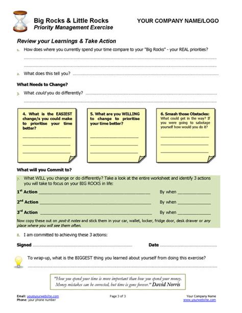 Big Rocks Planning Template