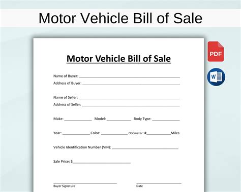 Bill Of Sale Car Printable