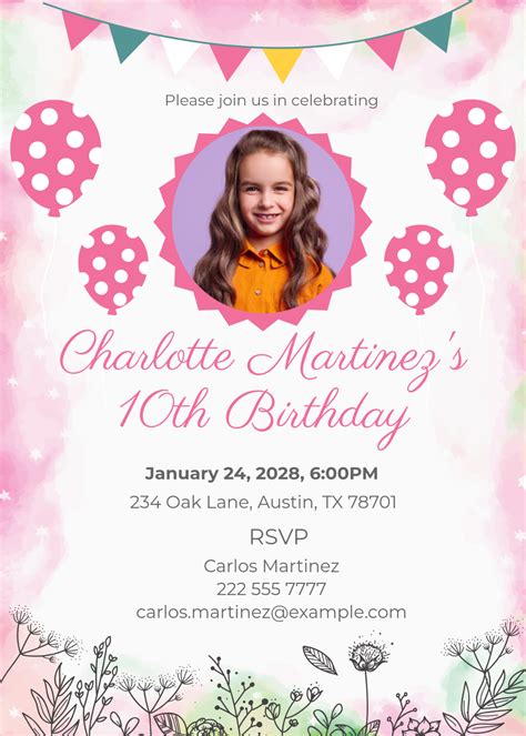 Birthday Party Invitation Template Free
