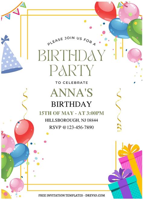 Birthday Party Invitations Template Free