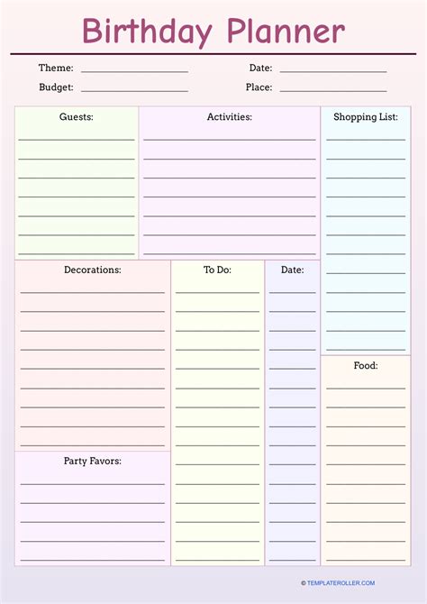Birthday Planner Template