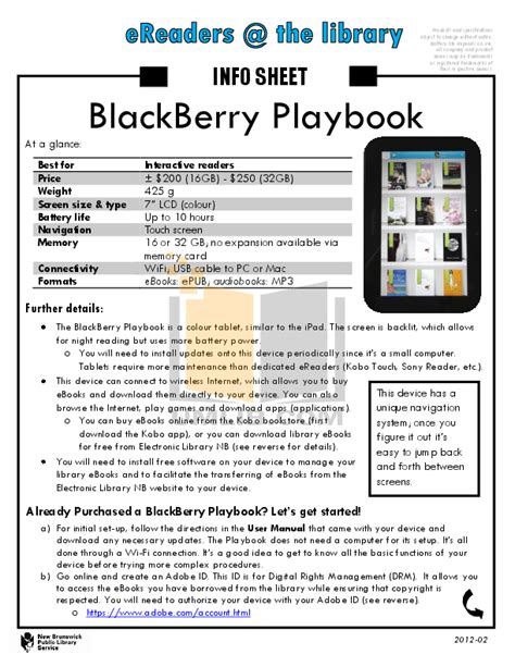 Blackberry Playbook Instruction Manual