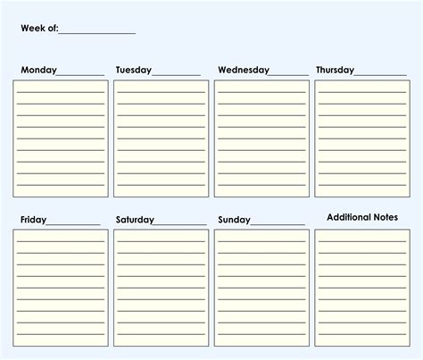 Blank Calendar Printable Weekly