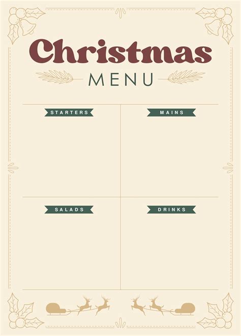 Blank Christmas Menu Template