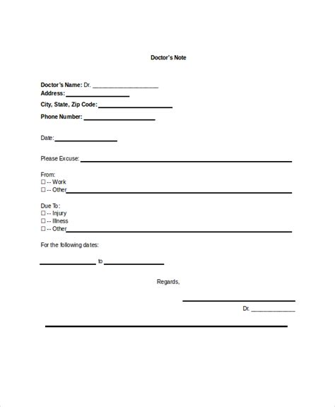 Blank Doctors Note Template