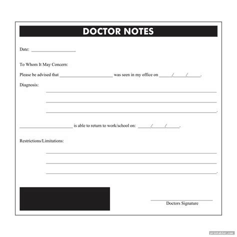 Blank Dr Note Template