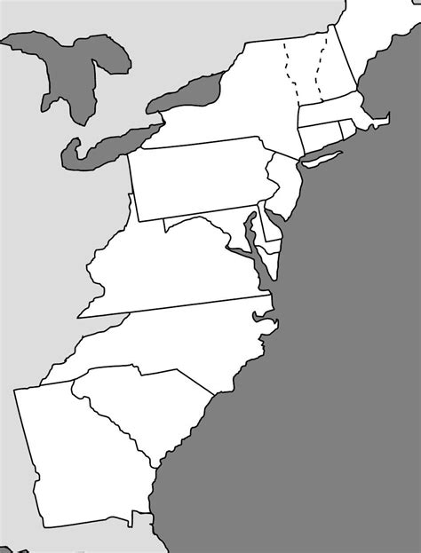 Blank Map 13 Colonies Printable