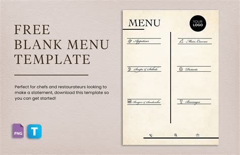 Blank Menu Templates Free