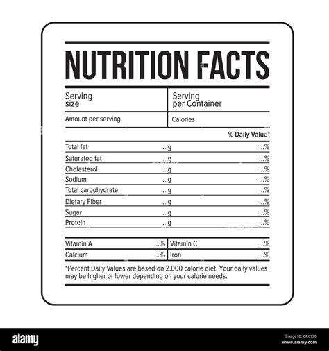 Blank Nutrition Facts Label Template