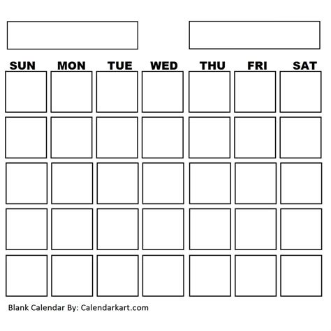 Blank Printable Calender