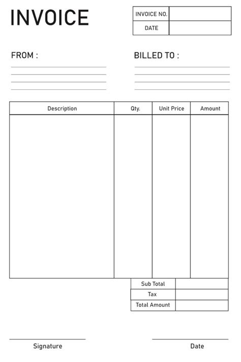 Blank Printable Invoice Free