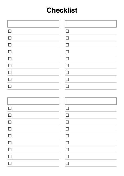 Blank Printable List