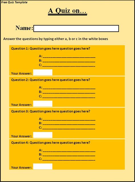 Blank Quiz Template