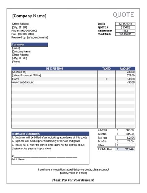 Blank Quotation Template