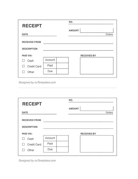 Blank Receipt Templates