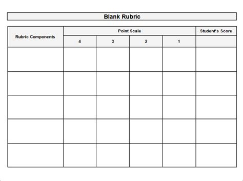 Blank Rubric Template Word
