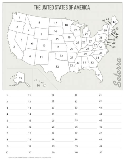 Blank State Map Quiz Printable
