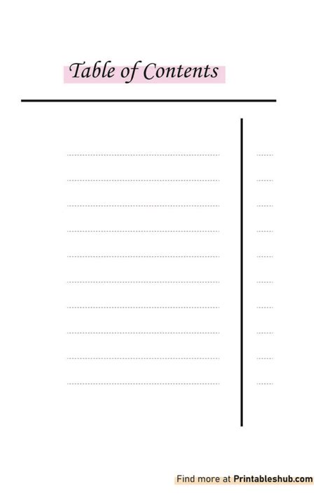 Blank Table Of Contents Template