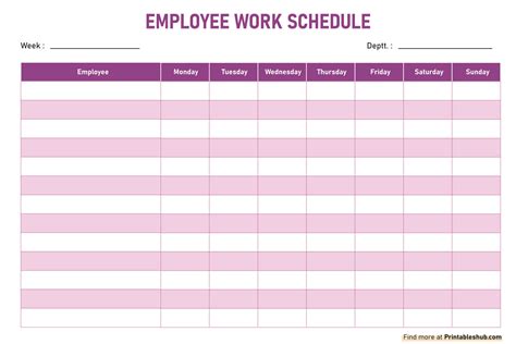 Blank Work Schedule Template Free