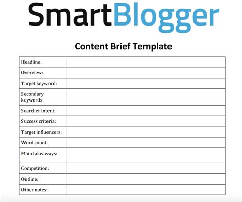 Blog Post Brief Template