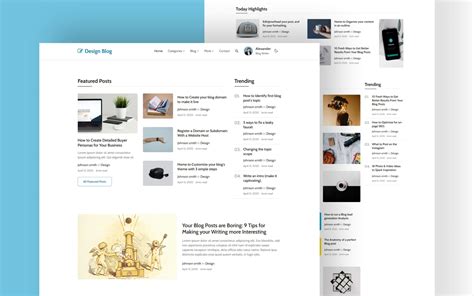 Blogging Page Listing Website Design Templates