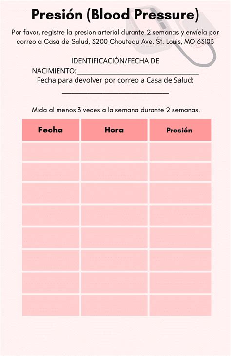 Blood Pressure Chart In Spanish
