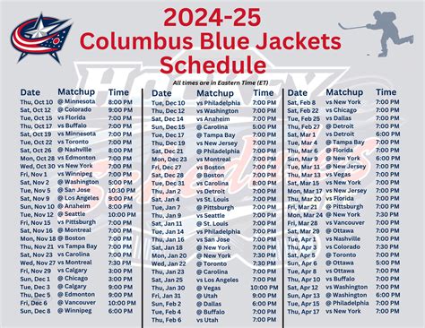 Blue Jackets Schedule Printable